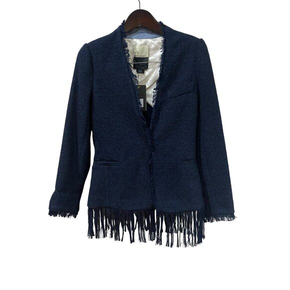 NWT By Malene Birger Sineaka frayed bouclé blazer Size 4 - Picture 2 of 16